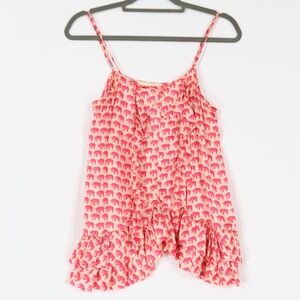 Banana Republic Heritage Silk Elephant Cami Women M Pink Ruffle Cottage Whimsy